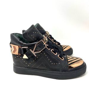 Ivy Kirzhner Black Lunar Rose Gold Sneakers Sz 7 Studded Hidden Wedge